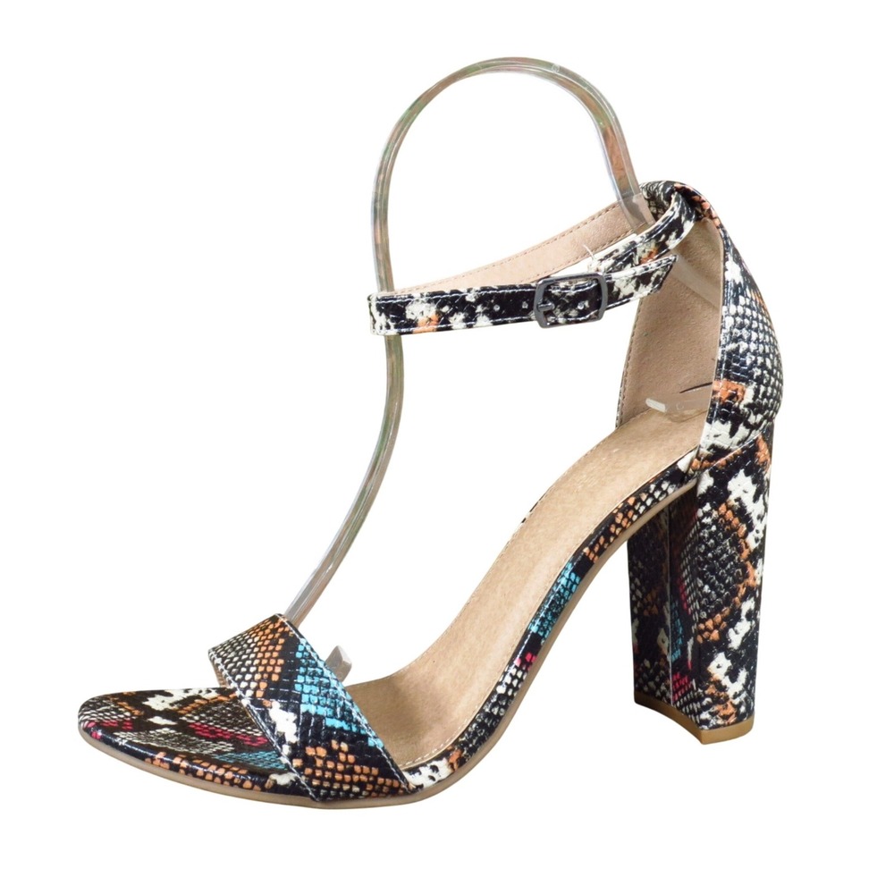 Charlotte Russe Becca Women Block Heel Sandal Size 8 Party Multi Snakeskin Print